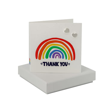 Rainbow Thank You Card - Heart Studs Coral and Mint